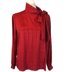 NWT Vintage David Matthew Red blouse with side necktie size 16